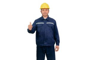 A man wearing a mechanic's work uniform png