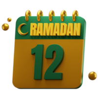 3d Tag von Ramadan Monat. islamisch Kalender Illustration. Hijri Datum. Grün und Gold Farbe. png
