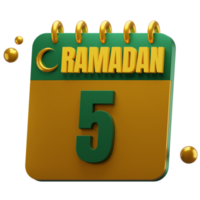 3d dag van Ramadan maand. Islamitisch kalender illustratie. hijri datum. groen en goud kleur. png