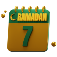 3D Day of Ramadan Month. Islamic Calendar Illustration. Hijri Date. Green and Gold Color. png