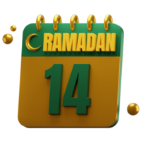 3d dag av ramadan månad. islamic kalender illustration. hijri datum. grön och guld Färg. png