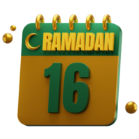 3d giorno di Ramadan mese. islamico calendario illustrazione. Hijri Data. verde e oro colore. png