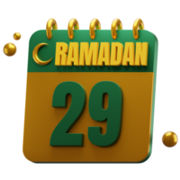 3D Day of Ramadan Month. Islamic Calendar Illustration. Hijri Date. Green and Gold Color. png