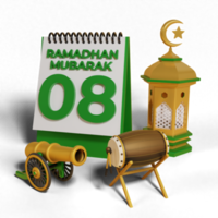 3D Ramadhan Mubarak calendar png