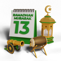 3d Ramadhan Mubarak calendário png