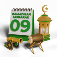 3D Ramadhan Mubarak calendar png