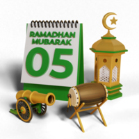 3d Ramadhan Mubarak calendário png