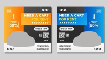 Car Rental Social Media Promotion Square Banner Template vector