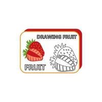 Coloring pages strawberry for kids education, editable size and color eps file vector