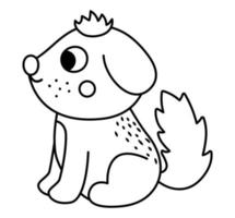 Vector black and white dog icon. Cute outline cartoon sitting pet illustration for kids. Farm or domestic animal isolated on white background. Line puppy picture or coloring page for children