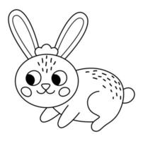 Vector black and white rabbit icon. Cute cartoon hare line illustration for kids. Farm animal isolated on white background. Bunny picture or coloring page for children