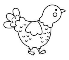 Vector black and white little turkey icon. Cute cartoon gobbler illustration for kids. Farm baby bird isolated on white background. Line animal picture or coloring page for children