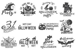 conjunto de insignias de fiesta de halloween vector