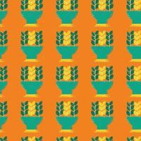 Pattern on the theme of plants. Square template with plants in pots, flower beds. Vector illustration in grunge style.