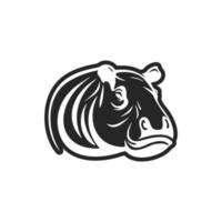 un esmeradamente elegante negro y blanco hipopótamo vector logo Perfecto para tu marca.
