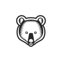 pulcro negro y blanco oso vector logo.