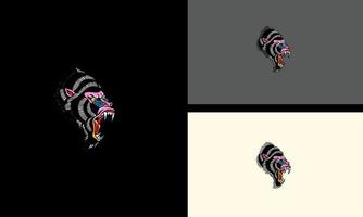 cabeza negro mono y colmillos vector mascota diseño