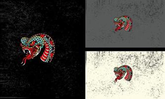 cabeza rojo grande serpiente vector ilustración mascota diseño