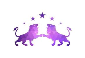 Low Poly and The Lion logo design, Vector design template