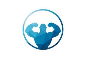 Low Poly and Gym-fitness logo design, Vector design concept