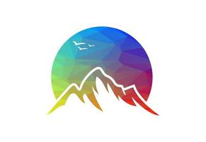 Low Poly and Mountain peak summit logo design, Vector illustration