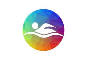 Low Poly and Creative swimming logo design, Vector illustration