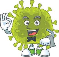 un dibujos animados personaje de coronavirus untado vector