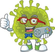 un dibujos animados personaje de coronavirus untado vector