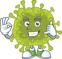 un dibujos animados personaje de coronavirus untado vector