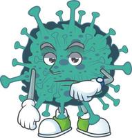 A cartoon character of critical coronavirus vector