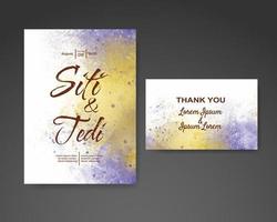 Wedding invitation with abstract watercolor background vector