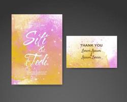 Wedding invitation with abstract watercolor background vector