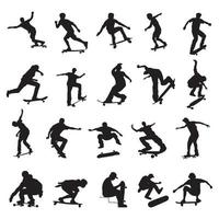 Set skateboarding silhouette vector illustration.