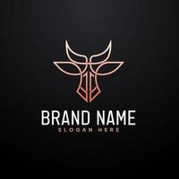 Luxury Head Bull Heraldic Logo, Line art style. vector