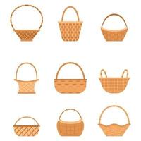 Wicker baskets for Easter, for a picnic. Vector illustration.