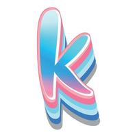 3d illustration of small letter k vector