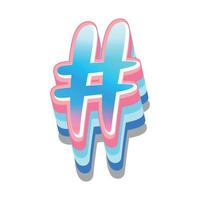 3d illustration of hash tag vector