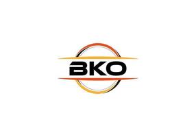 BKO letter royalty ellipse shape logo. BKO brush art logo. BKO logo for a company, business, and commercial use. vector