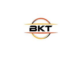 BKT letter royalty ellipse shape logo. BKT brush art logo. BKT logo for a company, business, and commercial use. vector