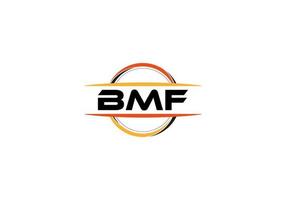 BMF letter royalty ellipse shape logo. BMF brush art logo. BMF logo for a company, business, and commercial use. vector