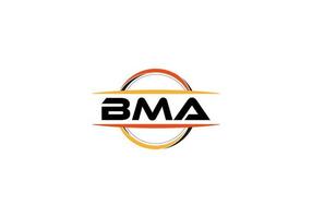 BMA letter royalty ellipse shape logo. BMA brush art logo. BMA logo for a company, business, and commercial use. vector