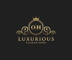 Initial OH Letter Royal Luxury Logo template in vector art for Restaurant, Royalty, Boutique, Cafe, Hotel, Heraldic, Jewelry, Fashion and other vector illustration.