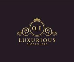 Initial OI Letter Royal Luxury Logo template in vector art for Restaurant, Royalty, Boutique, Cafe, Hotel, Heraldic, Jewelry, Fashion and other vector illustration.