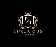Initial PR Letter Royal Luxury Logo template in vector art for Restaurant, Royalty, Boutique, Cafe, Hotel, Heraldic, Jewelry, Fashion and other vector illustration.