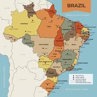 mapa de Brasil y rodeando fronteras vector