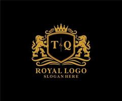 Initial TQ Letter Lion Royal Luxury Logo template in vector art for Restaurant, Royalty, Boutique, Cafe, Hotel, Heraldic, Jewelry, Fashion and other vector illustration.