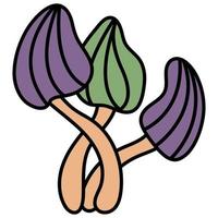 Mushrooms in retro style. Drawn style. White background, isolate. Vector illustration.