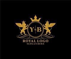 Initial YB Letter Lion Royal Luxury Heraldic,Crest Logo template in vector art for Restaurant, Royalty, Boutique, Cafe, Hotel, Heraldic, Jewelry, Fashion and other vector illustration.