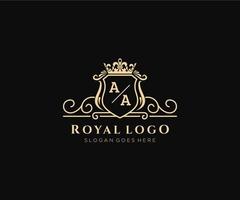 Initial AA Letter Luxurious Brand Logo Template, for Restaurant, Royalty, Boutique, Cafe, Hotel, Heraldic, Jewelry, Fashion and other vector illustration.