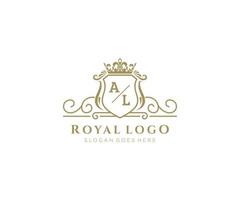 Initial AL Letter Luxurious Brand Logo Template, for Restaurant, Royalty, Boutique, Cafe, Hotel, Heraldic, Jewelry, Fashion and other vector illustration.